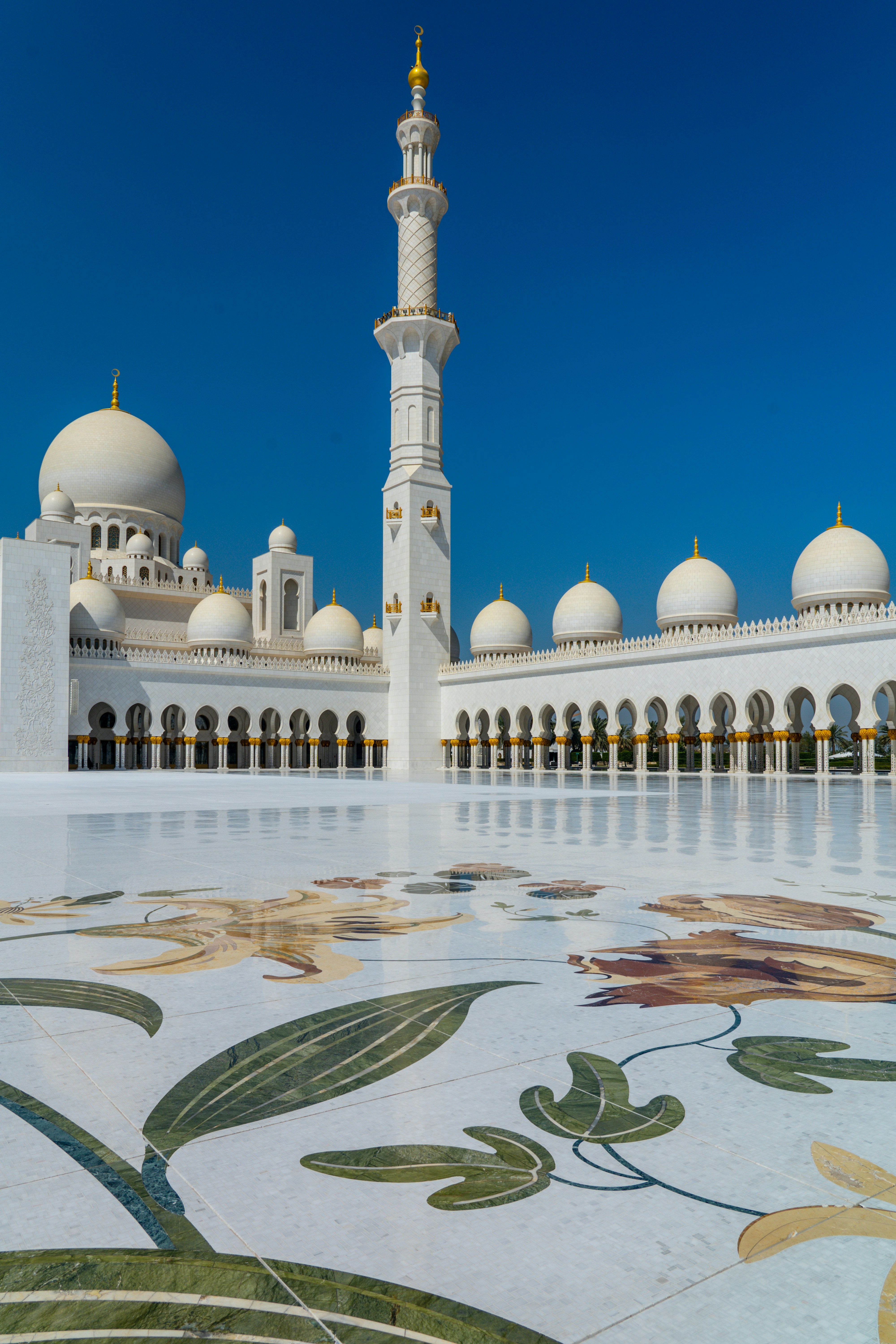 The main prayer hall showing vast carpet space and geometric designs